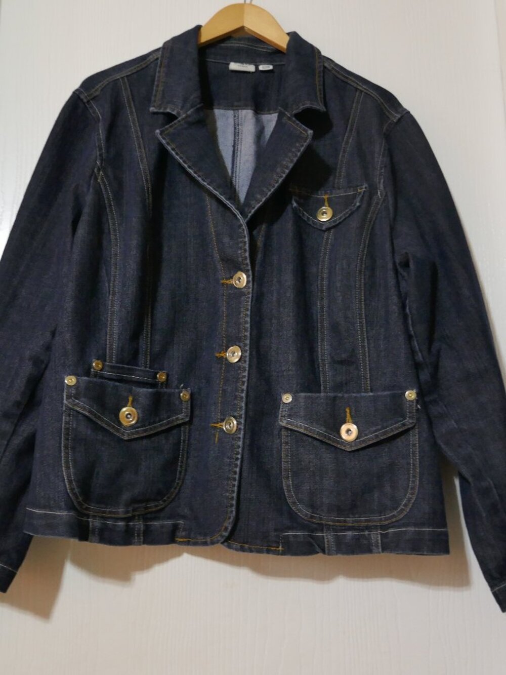 Cato Fashions Women's Dark Wash Blue Denim Blazer Jacket 22/24W